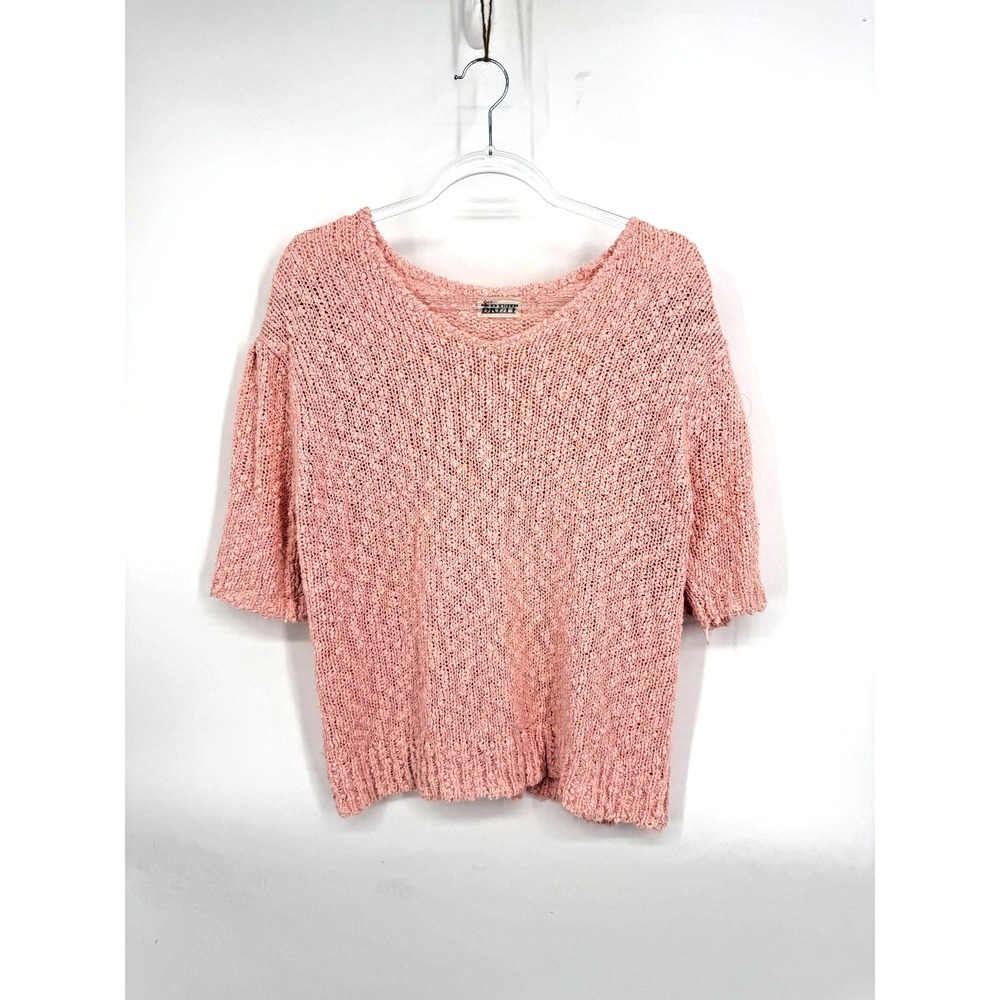 Vintage Sue Brett Sweater Pink Open Knit V-Neck Barbiecore Dollette Soft Girl